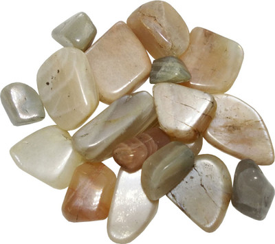 

Aldomin Moonstone Tumbled Healing Crystal Stone (100 Gram) Decorative Showpiece - 2 cm(Crystal, Multicolor)