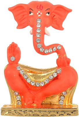 

Kulin Anmol Neck God Ganesh | Ganpati | Lord Ganesha Idol | Statue For Car Dashboard | Home Decor | Gifting Decorative Showpiece - 5.6 cm(Alloy, Orange, Gold)