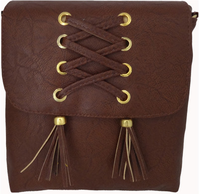 

ALIVE Women Casual Brown Leatherette Sling Bag