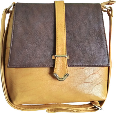 

Faslook Women Casual Beige, Brown PU Sling Bag