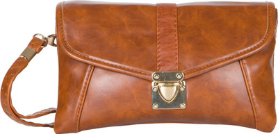 

CRAWLER Girls Casual Tan Leatherette Sling Bag