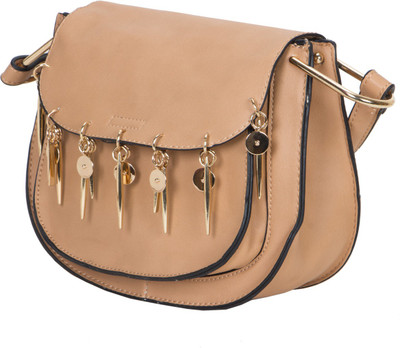 

La-VORA Women Casual Khaki Leatherette Sling Bag