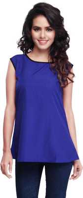 SFFLINDIA Casual Sleeveless Solid Women Blue Top