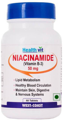 

HealthVit Niacinamide (Vitamin B3) 50 Mg 60 Tablets(60 No)
