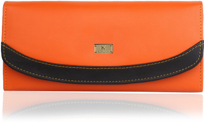 

K London Women Orange, Black Artificial Leather Wallet(7 Card Slots)