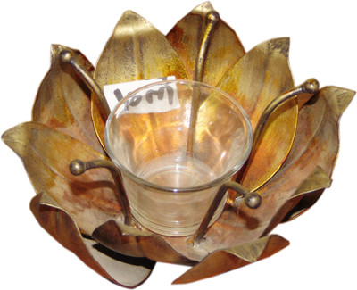 

lalji handicrafts Iron 1 - Cup Tealight Holder(Gold, Pack of 1)