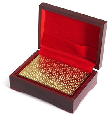 

VibeX ® Gold Plated Poker Playing Cards With Wooden Box For Party Casino Christmas Diwali gift(Gold)