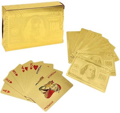

VibeX ® Deck of Cards - Playing Cards - 24K Gold Foil Plated Poker Playing Cards Certficate Dollar(Gold)