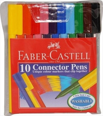 Faber-Castell 153010 10 Connector Pens Shaped Color Pencils(Set of 3, Multicolor) available at flipkart for Rs.140