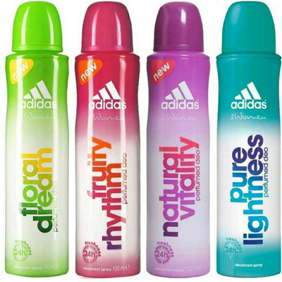 

ADIDAS flora dream,fruity rhythm,natural vitality,pure lightness Deodorant Spray - For Women(150 ml, Pack of 4)
