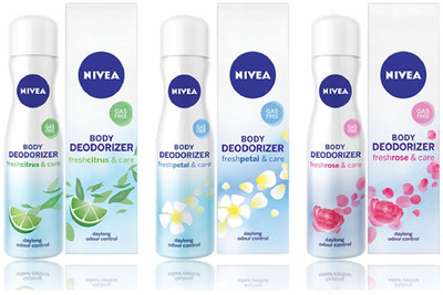 

Nivea Fresh Petal, fresh Rose & Fresh Citrus Deodorant Deodorant Spray - For Men & Women(360 ml, Pack of 3)