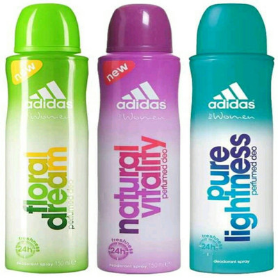 

ADIDAS flora dream,fruity rhythm,pure lightness Deodorant Spray - For Women(150 ml, Pack of 3)