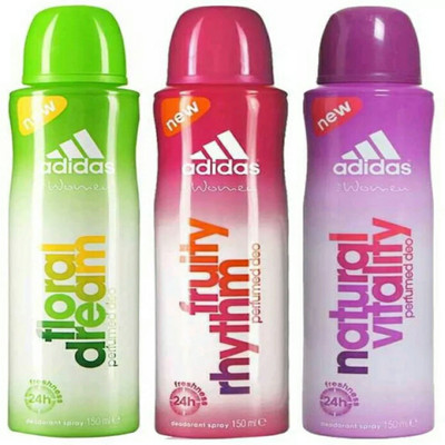 

ADIDAS flora dream,fruity rhythm,natural vitality Deodorant Spray - For Women(150 ml, Pack of 3)