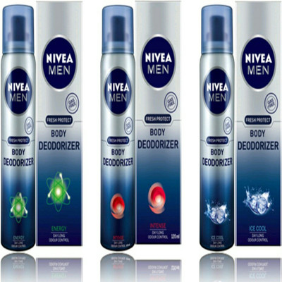 

Nivea enegry,intense,ice cool Deodorant Spray - For Men(120 ml, Pack of 3)