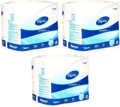 

Romsons DIGNITY PANT STYLE PULL UPS / ADULT DIAPERS MEDIUM, ( SET OF 3 PACKS OF 10 Pcs.) - M(30 Pieces)
