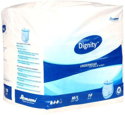 

Romsons DIGNITY PANT STYLE PULL UPS / ADULT DIAPERS MEDIUM - M(10 Pieces)