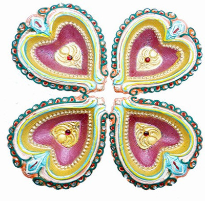

Anant Adbhut Abha Diwali Terracotta (Pack of 4) Table Diya Set(Height: 2 inch)
