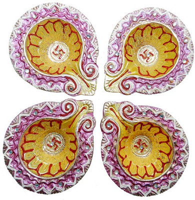 

Anant Nostalgic Glow Diwali Terracotta (Pack of 4) Table Diya Set(Height: 2 inch)
