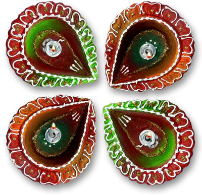 

Anant Blessed Light Diwali Diya Set Terracotta (Pack of 4) Table Diya Set(Height: 2 inch)