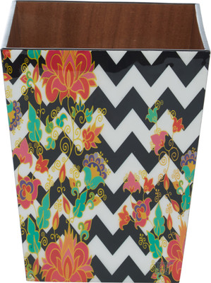 

EZ Life Bin - Zig Zag Blossom - Wood & Resin Wood Dustbin(Multicolor)