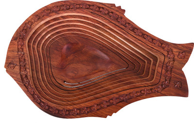 

Craft Trade Designer Brown Wooden Fish Shape Fruit Basket Wood Fruit & Vegetable Basket(Brown)