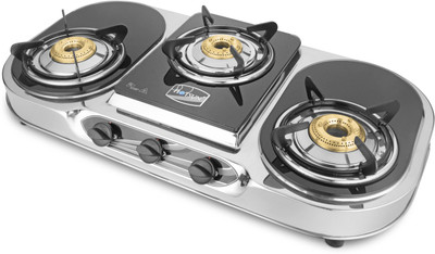 

HOTSUN AURA BRASS STAINLESS STEEL BURNER Stainless Steel Manual Gas Stove(3 Burners)