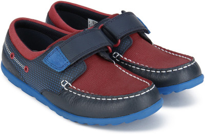 Clarks Boys Velcro Moccasins(Blue, Blue combi lea