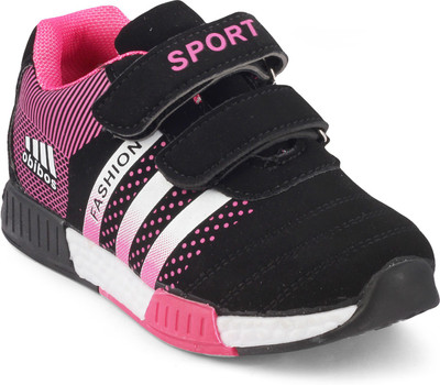 

KITTENS Girls Velcro Sneakers(Black, Black/fuchsia