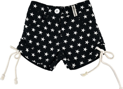 LITTLE KANGAROOS Short For Girl's Casual Self Design Cotton(Black, Pack of 1