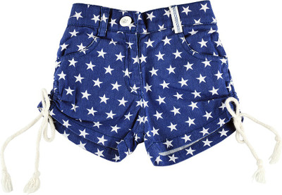 

LITTLE KANGAROOS Short For Girl's Casual Self Design Cotton(Blue, Pack of 1