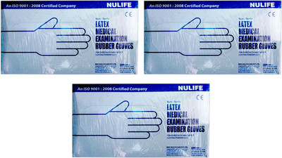

Nulife MEDICAL EXAMINATION GLOVES( MEDIUM) Latex, Rubber Examination Gloves(Pack of 300)