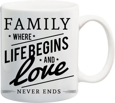 

Everyday Desire Family where Life begins and Love never ends ED284 Ceramic Mug(300 ml), Multicolor