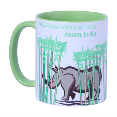 

toshakhana Kaziranga Assam India Ceramic Mug(300 ml), Green;grey