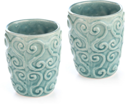 

Gifts & Souvenir 3DKD KULLAD Ceramic Mug(250 ml, Pack of 2), Green
