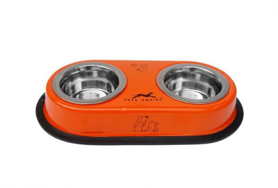 

Pets Empire Dog Bowl Double Diners round Steel Pet Bowl(450 ml Multicolor)