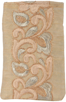 

Bagaholics Ethnic Raw Silk Saree Clucth Waist Clip Ladies Pouch Mobile Pouch(Beige)