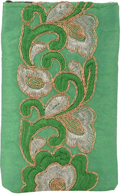 

Bagaholics Ethnic Raw Silk Saree Clucth Waist Clip Ladies Pouch Mobile Pouch(Green)