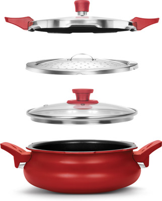 Pigeon All in One Super Cooker Outer Lid - Red 3 L Pressure Cooker with Induction Bottom(Aluminium) available at flipkart for Rs.1699