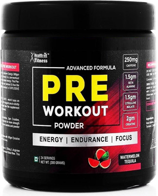 

HealthVit Fitness Pre-Workout Explosive Energy 300gm Powder (Watermelon Tequila Flavour) Energy Drink(20 Flavored)