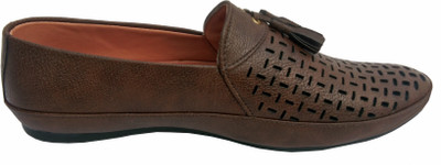 

Roopray Tussle Laser Cut Nagra Loafers For Men(Brown