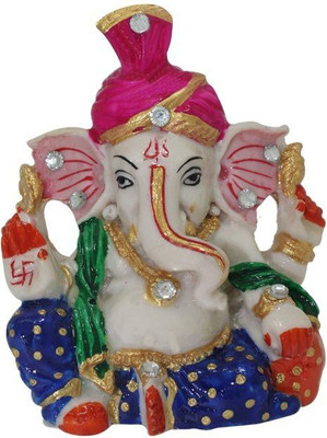 

Frabjous Pink Pagdi Lord Ganesha Idol Murti (Meenakari and Kundan Work) in Different Colors puja articles Rajasthani Handicrafts Art Antique Decorative Unique all occasion Gift Decorative Showpiece - 10 cm(Marble, Multicolor)
