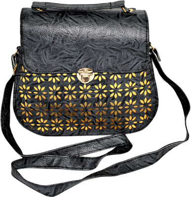 

Vaaruni Women Casual Black Rexine Sling Bag