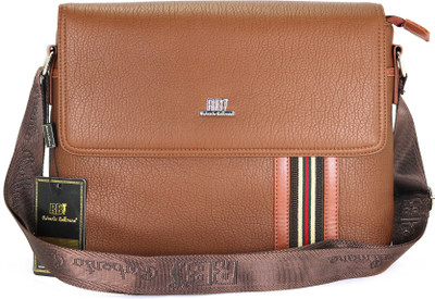 Roberto Ballmore Boys & Girls Formal Brown Leatherette Sling Bag