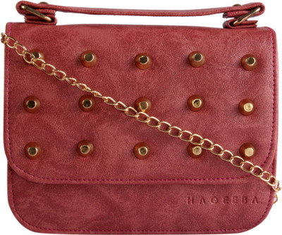 

Haqeeba Women Formal Pink Leatherette Sling Bag