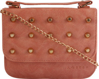 

Haqeeba Women Formal Pink Leatherette Sling Bag
