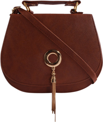 

Haqeeba Women Casual Brown Leatherette Sling Bag