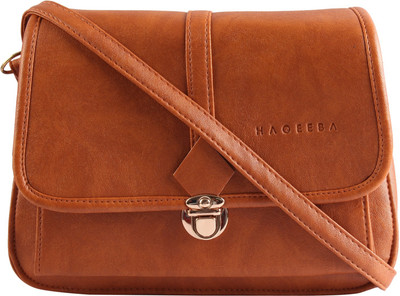 

Haqeeba Women Formal Tan Leatherette Sling Bag