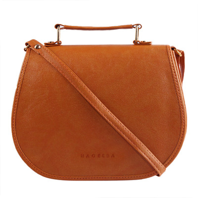 

Haqeeba Women Formal Tan Leatherette Sling Bag