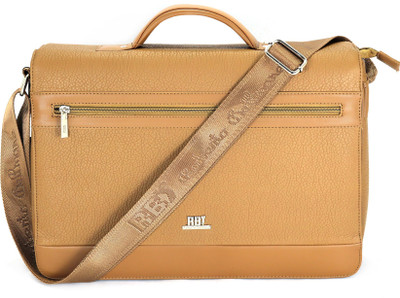

Roberto Ballmore Men Formal Beige Leatherette Messenger Bag