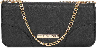 Addons Women Evening/Party Black PU Clutch